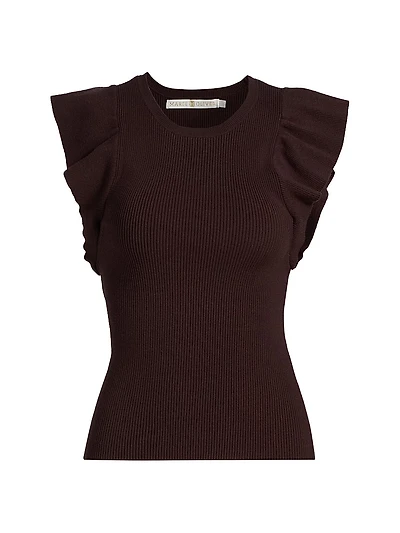 Rory Knitted Flutter-Sleeve Top