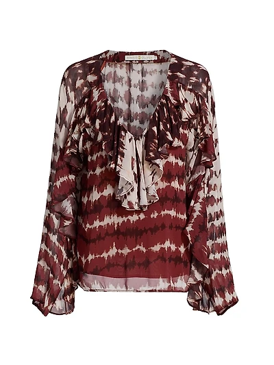 Trudy Tie-Dye Ruffled Blouse