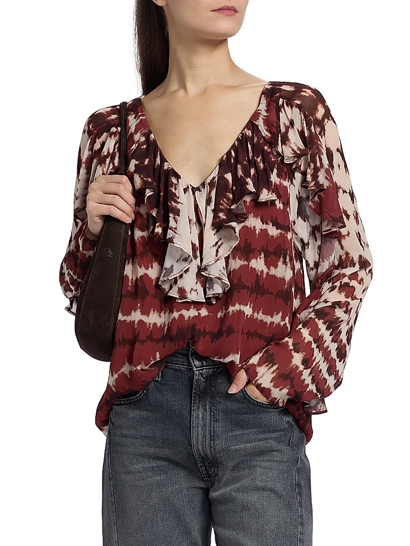 Trudy Tie-Dye Ruffled Blouse