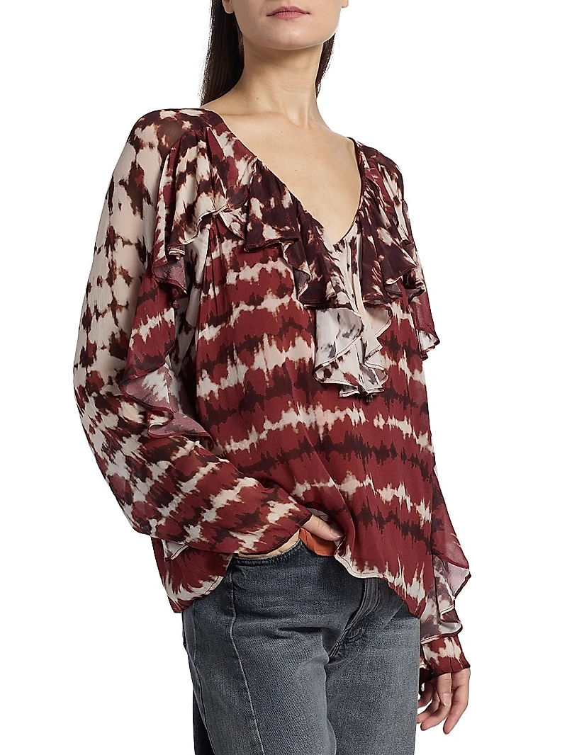 Trudy Tie-Dye Ruffled Blouse