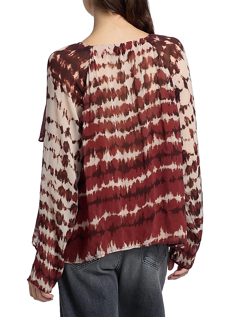Trudy Tie-Dye Ruffled Blouse