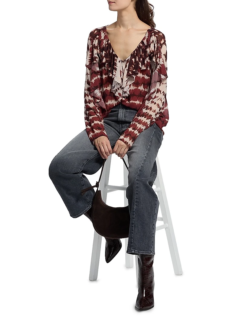 Trudy Tie-Dye Ruffled Blouse