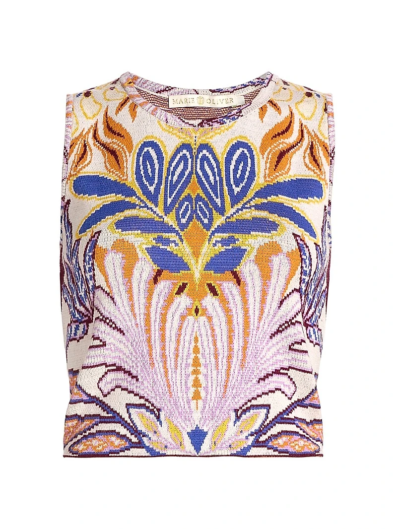 Kim Damask Compact-Knit Top