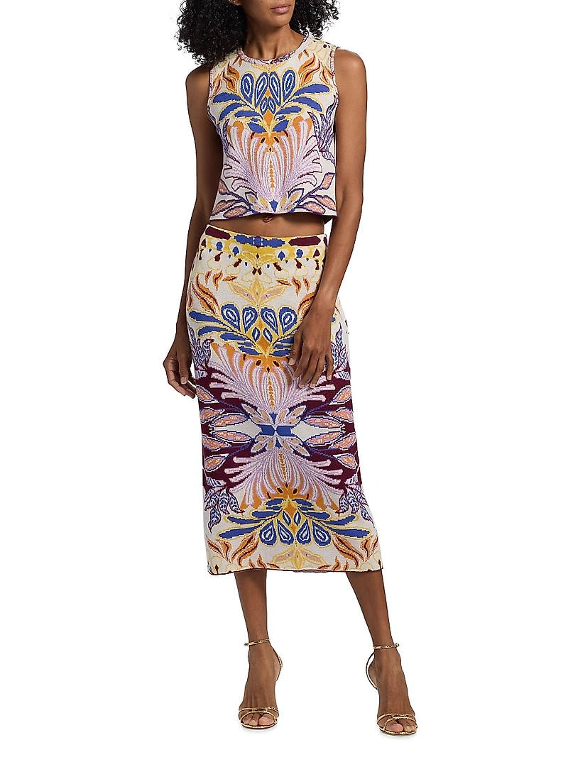 Kim Damask Compact-Knit Top
