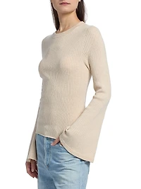 Carrey Ribbed Bell-Sleeve Top