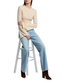 Carrey Ribbed Bell-Sleeve Top