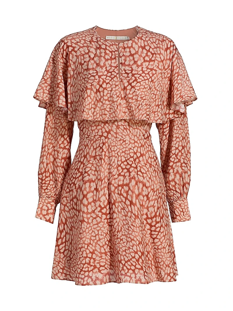 Reeves Silk-Blend Cape Dress