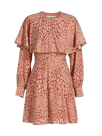 Reeves Silk-Blend Cape Dress