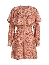 Reeves Silk-Blend Cape Dress