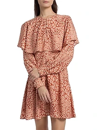 Reeves Silk-Blend Cape Dress