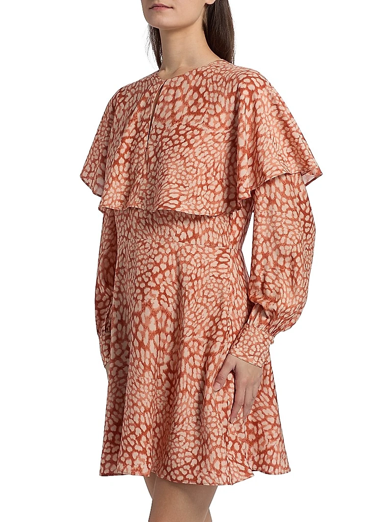 Reeves Silk-Blend Cape Dress