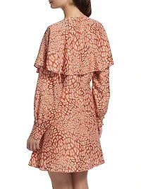 Reeves Silk-Blend Cape Dress