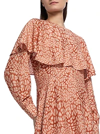 Reeves Silk-Blend Cape Dress