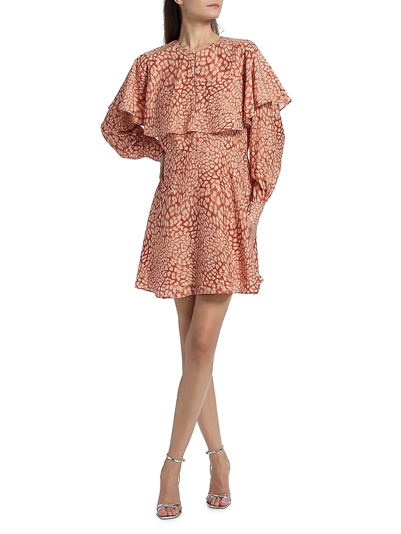 Reeves Silk-Blend Cape Dress