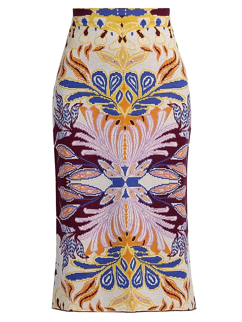 Janis Damask Compact-Knit Midi-Skirt