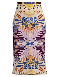 Janis Damask Compact-Knit Midi-Skirt