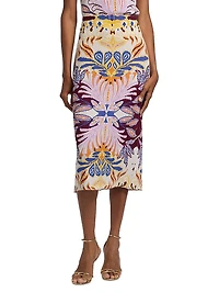 Janis Damask Compact-Knit Midi-Skirt