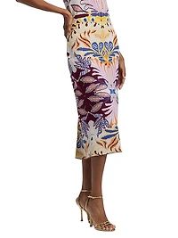 Janis Damask Compact-Knit Midi-Skirt