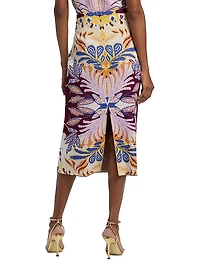 Janis Damask Compact-Knit Midi-Skirt