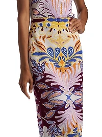 Janis Damask Compact-Knit Midi-Skirt