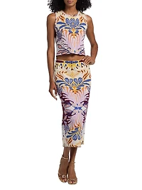Janis Damask Compact-Knit Midi-Skirt