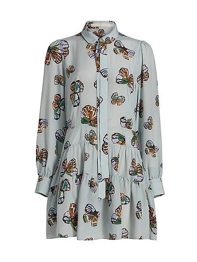 Ulanie Butterfly Print Tiered Minidress
