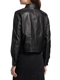 Leather Zip-Front Crop Jacket