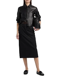 Leather Zip-Front Crop Jacket