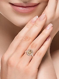 14K Rose Gold, Morganite & 0.25 TCW Diamond Halo Ring