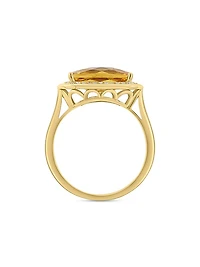 14K Yellow Gold, Citrine & 0.13 TCW Diamond Halo Ring