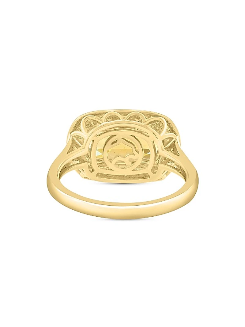 14K Yellow Gold, Citrine & 0.13 TCW Diamond Halo Ring