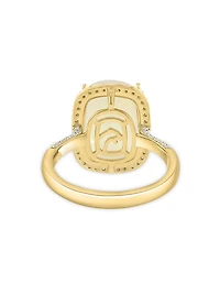 14K Yellow Gold, Ethiopian Opal & 0.40 TCW Diamond Halo Ring