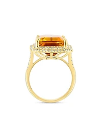 14K Yellow Gold, Citrine & 0.46 TCW Diamond Halo Ring