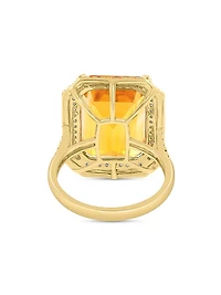 14K Yellow Gold, Citrine & 0.46 TCW Diamond Halo Ring