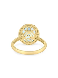 14K Yellow Gold, Blue Topaz & 0.24 TCW Diamond Halo Ring
