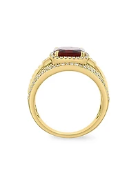 14K Yellow Gold, Garnet & 0.67 TCW Diamond Multi-Band Ring