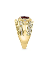14K Yellow Gold, Garnet & 0.67 TCW Diamond Multi-Band Ring