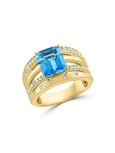 14K Yellow Gold, Gemstone & 0.45 TCW Diamond Multi-Band Ring
