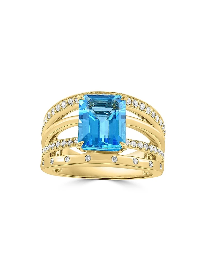 14K Yellow Gold, Gemstone & 0.45 TCW Diamond Multi-Band Ring