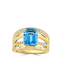 14K Yellow Gold, Gemstone & 0.45 TCW Diamond Multi-Band Ring