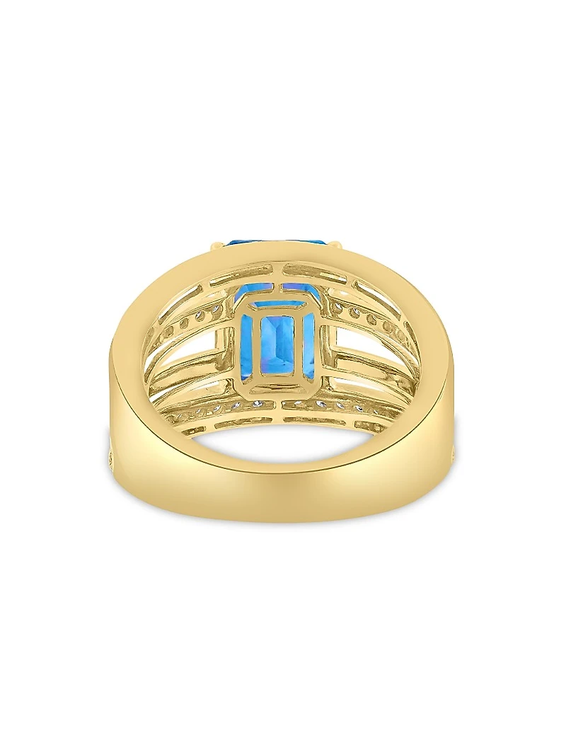 14K Yellow Gold, Gemstone & 0.45 TCW Diamond Multi-Band Ring