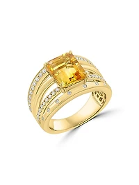 14K Yellow Gold, Gemstone & 0.45 TCW Diamond Multi-Band Ring