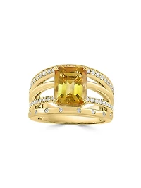 14K Yellow Gold, Gemstone & 0.45 TCW Diamond Multi-Band Ring