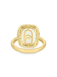 14K Yellow Gold, Ethiopian Opal & 0.54 TCW Diamond Halo Ring