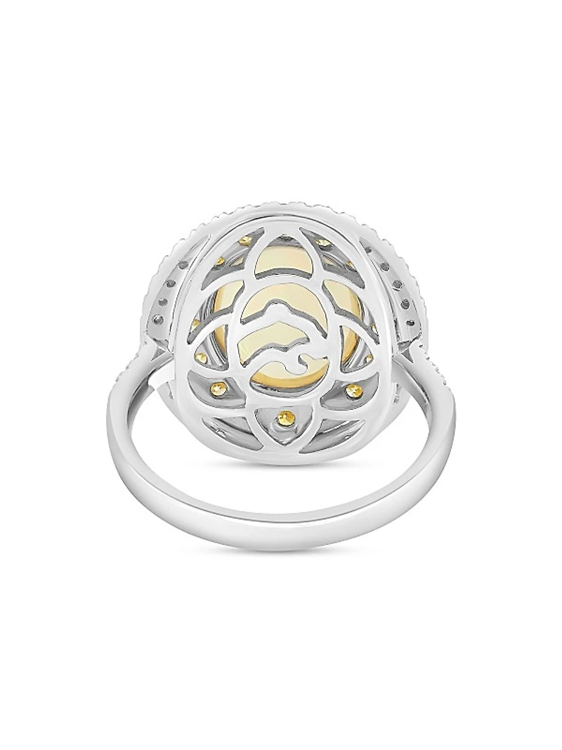 Two-Tone 14K Gold, Ethiopian Opal & 0.95 TCW Diamond Halo Ring