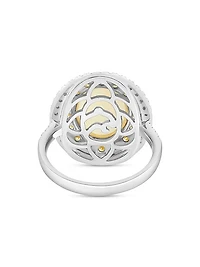 Two-Tone 14K Gold, Ethiopian Opal & 0.95 TCW Diamond Halo Ring