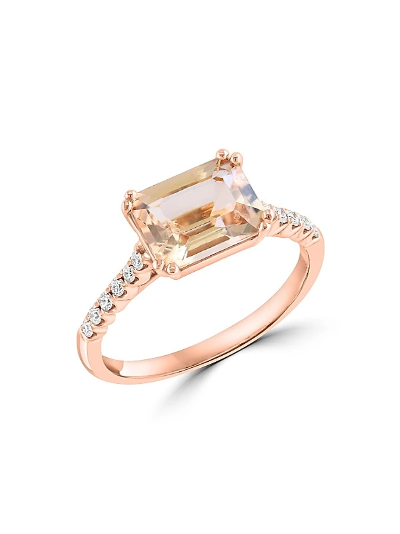 14K Rose Gold, Morganite & 0.13 TCW Diamond Ring
