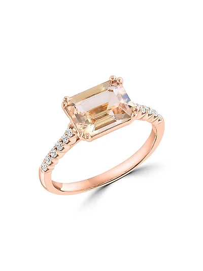 14K Rose Gold, Morganite & 0.13 TCW Diamond Ring