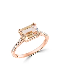 14K Rose Gold, Morganite & 0.13 TCW Diamond Ring