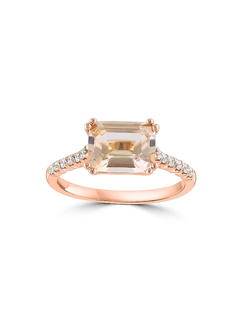 14K Rose Gold, Morganite & 0.13 TCW Diamond Ring